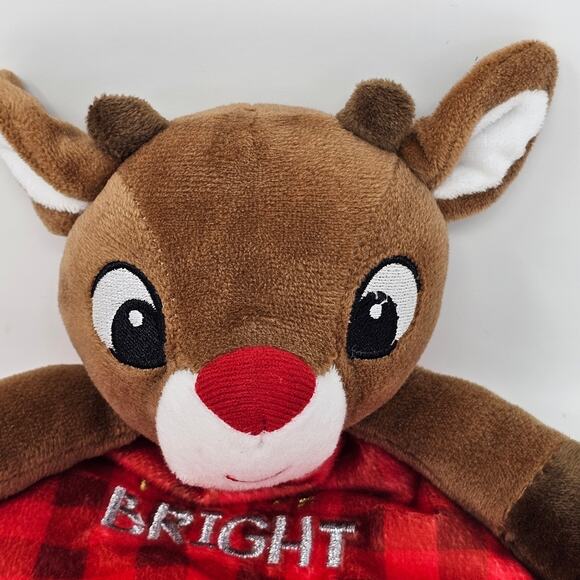Christmas Baby Lovey Rudolph Reindeer Comfort Clutch Security Blanket Embroidery - Picture 3 of 9